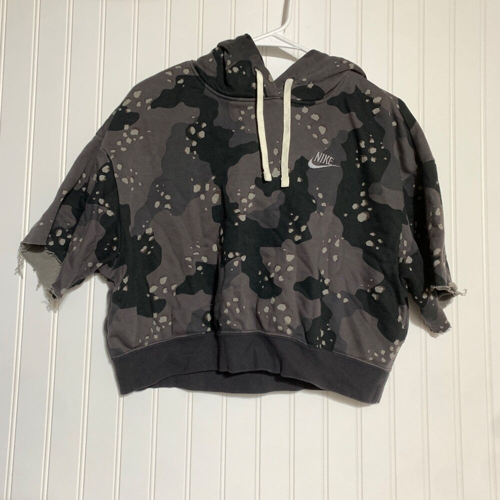 Nike Women's NSW Club Fleece Cropped Pullover Hoodie Oversized DZ3109-010 Size S